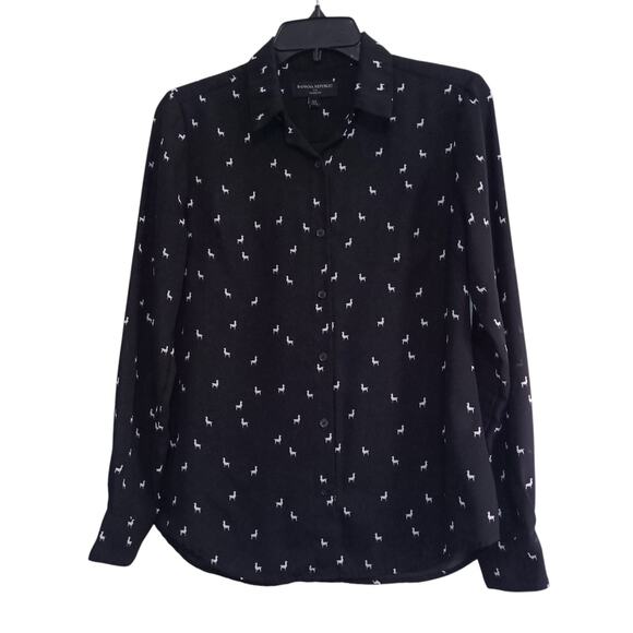 BANANA REPUBLIC Cute Llama Shirt‎ Blouse Top Classic Fit Size XS Novelty Print - Picture 5 of 8